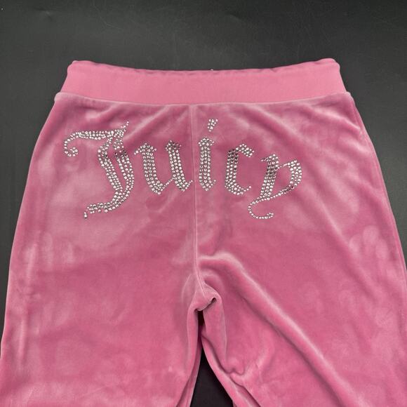 Juicy Couture Velour Rhinestone Logo Sweatpants Womens Extra Small Pink Y2K - Picture 1 of 5